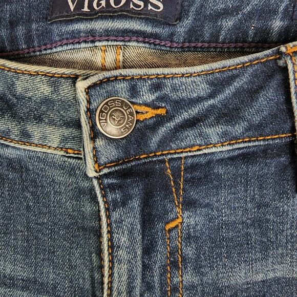 Vigoss Skinny Jeans Women 30X27 Jagger Striped Fray Hem High Rise Stretch Denim - Picture 3 of 14